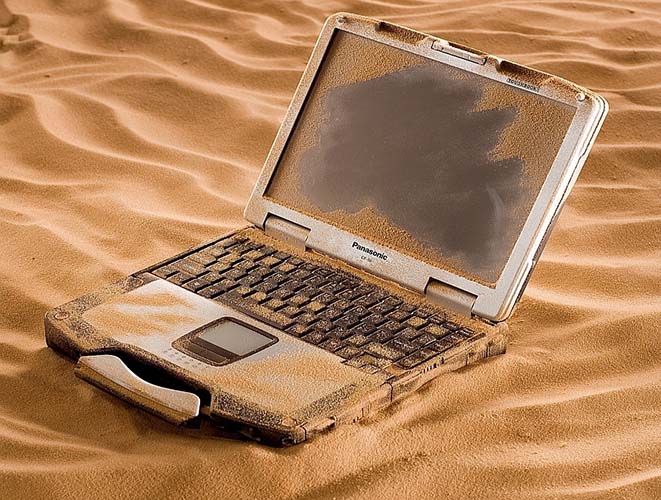 Panasonic toughbook in the sand